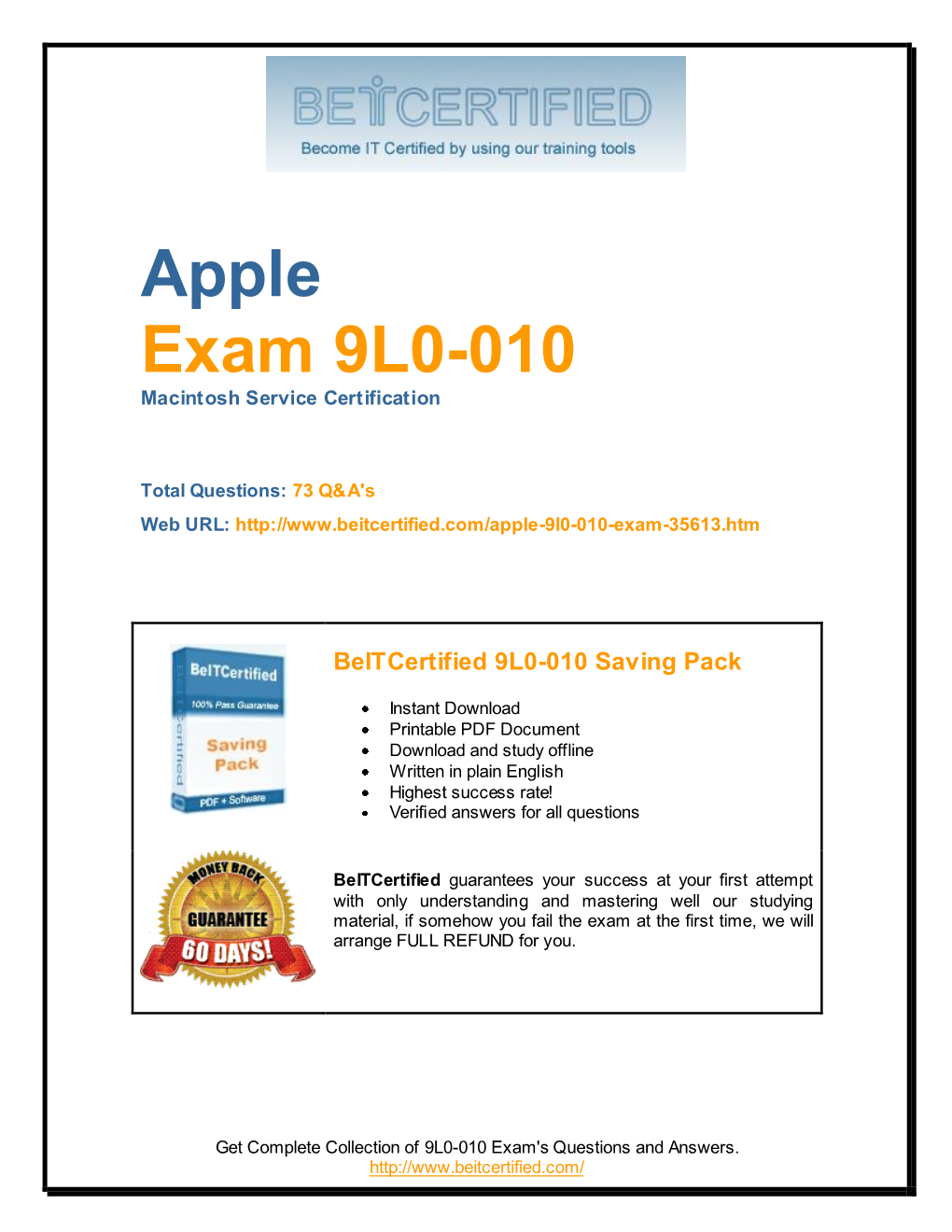 Apple Exam 9L0-010 Macintosh Service Certification