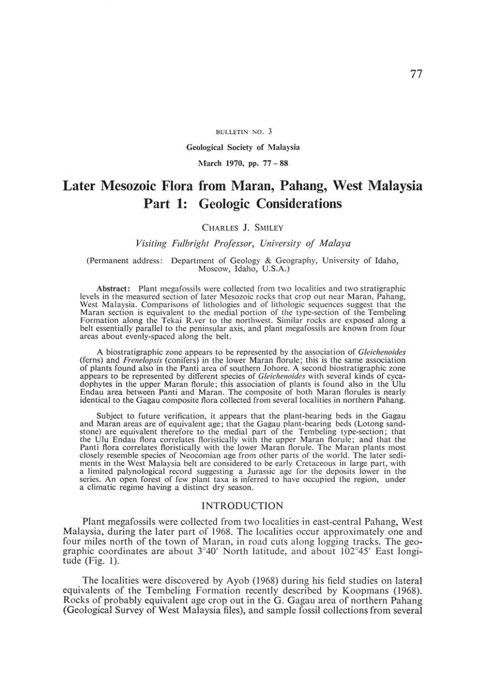 77 Later Mesozoic Flora from Maran, Pahang, West Malaysia Part 1