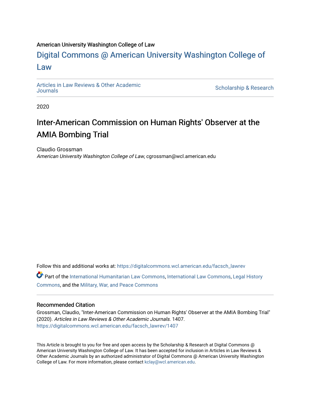 Inter-American Commission on Human Rights' Observer at the AMIA Bombing Trial