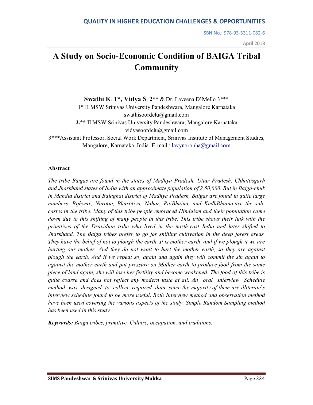 A Study on Socio-Economic Condition of BAIGA Tribal Community
