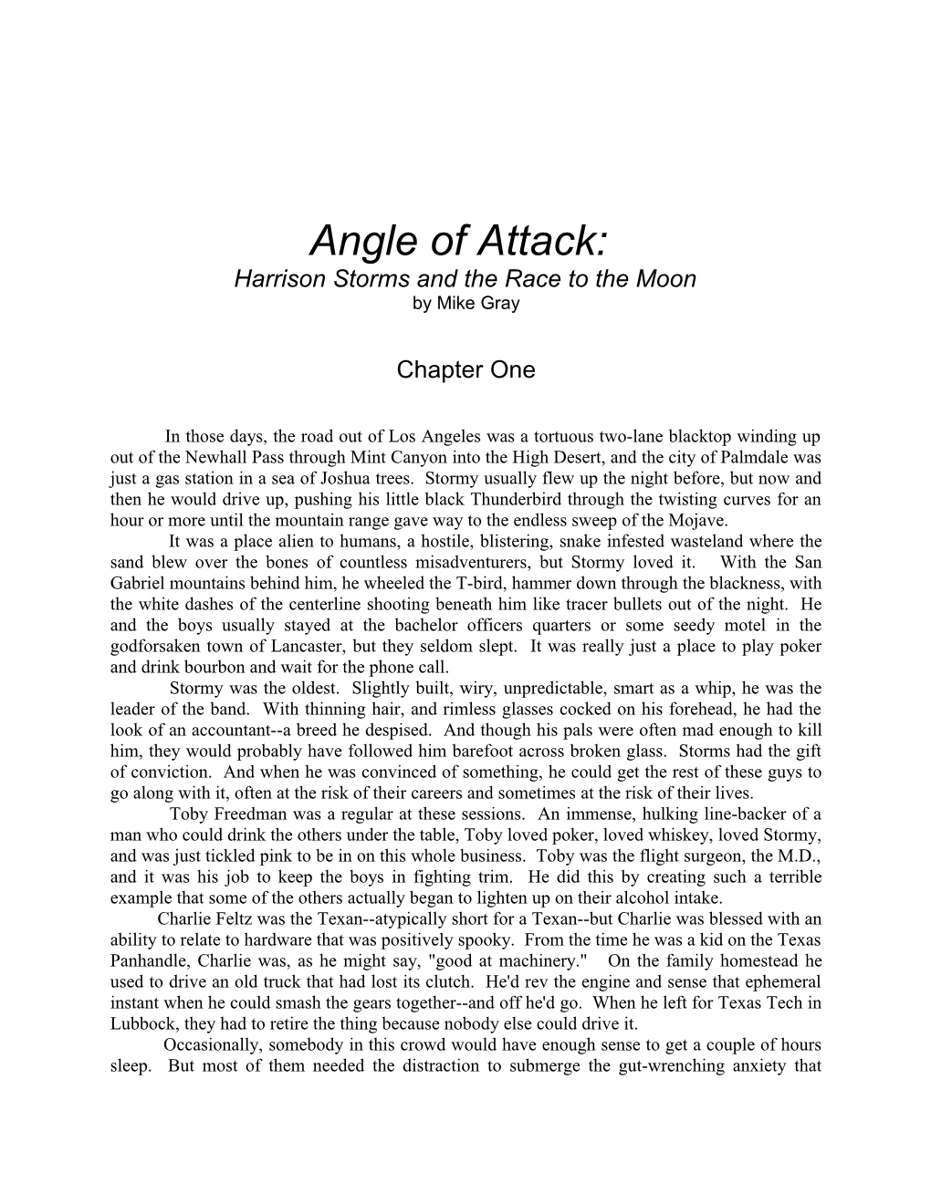 Angle of Attack: Harrison Storms and the Race to the Moon by Mike Gray