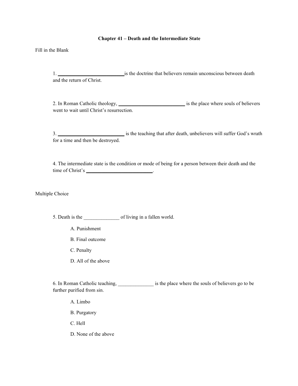 Chapter 41 Death and the Intermediate State