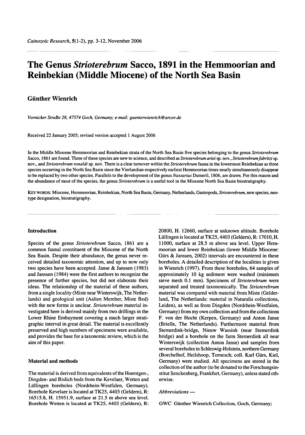 (Middle Miocene) of the North Sea Basin