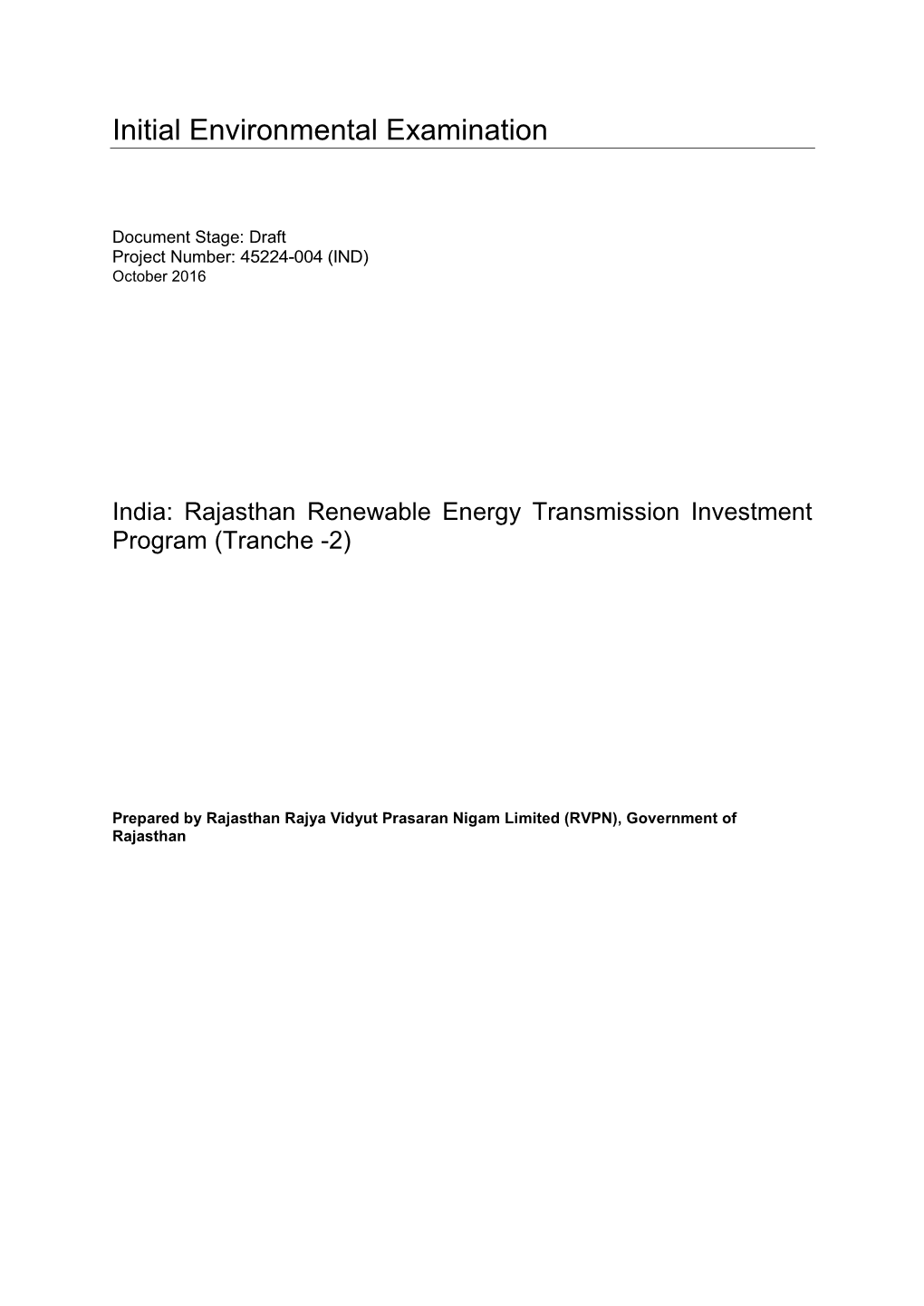 Initial Environmental Examination