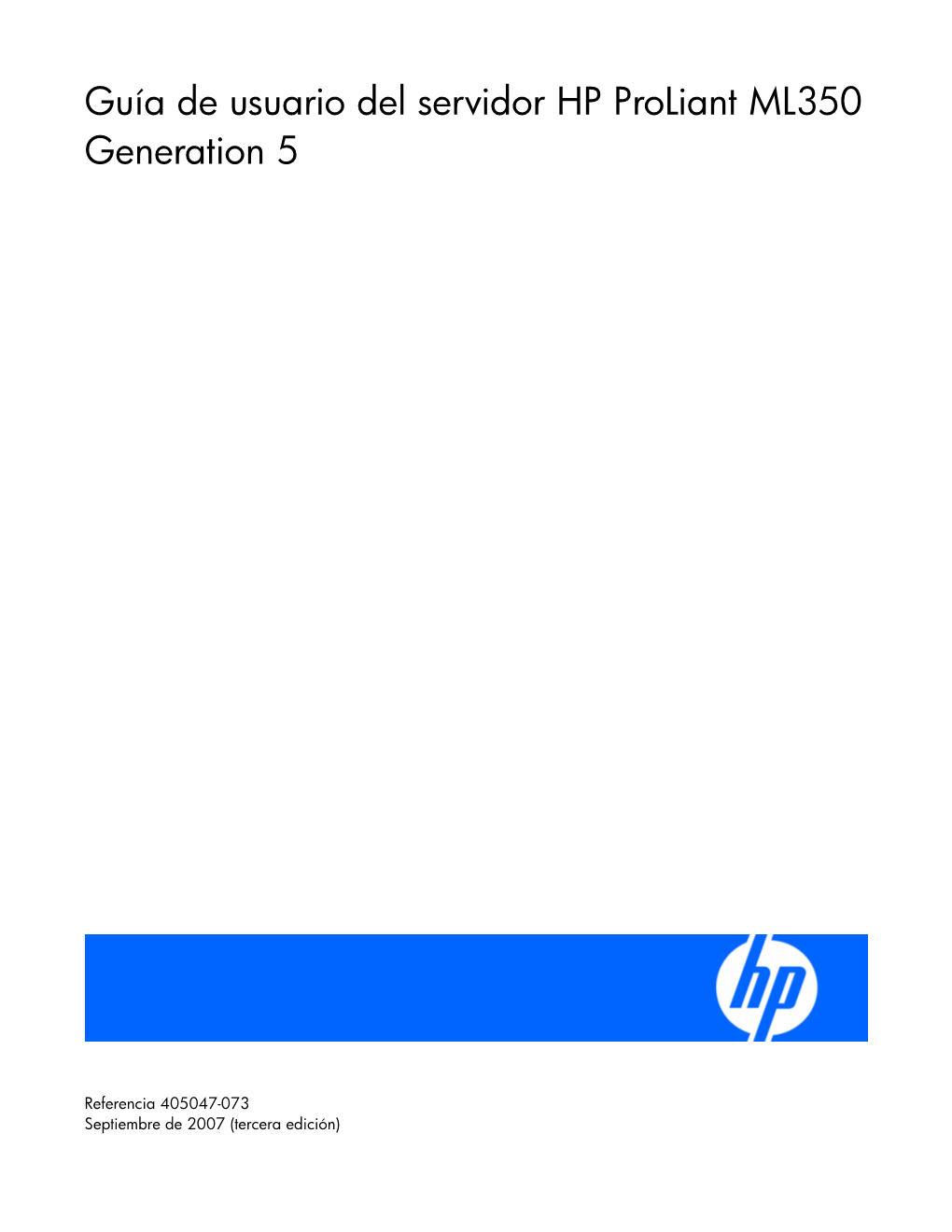Guía De Usuario Del Servidor HP Proliant ML350 Generation 5
