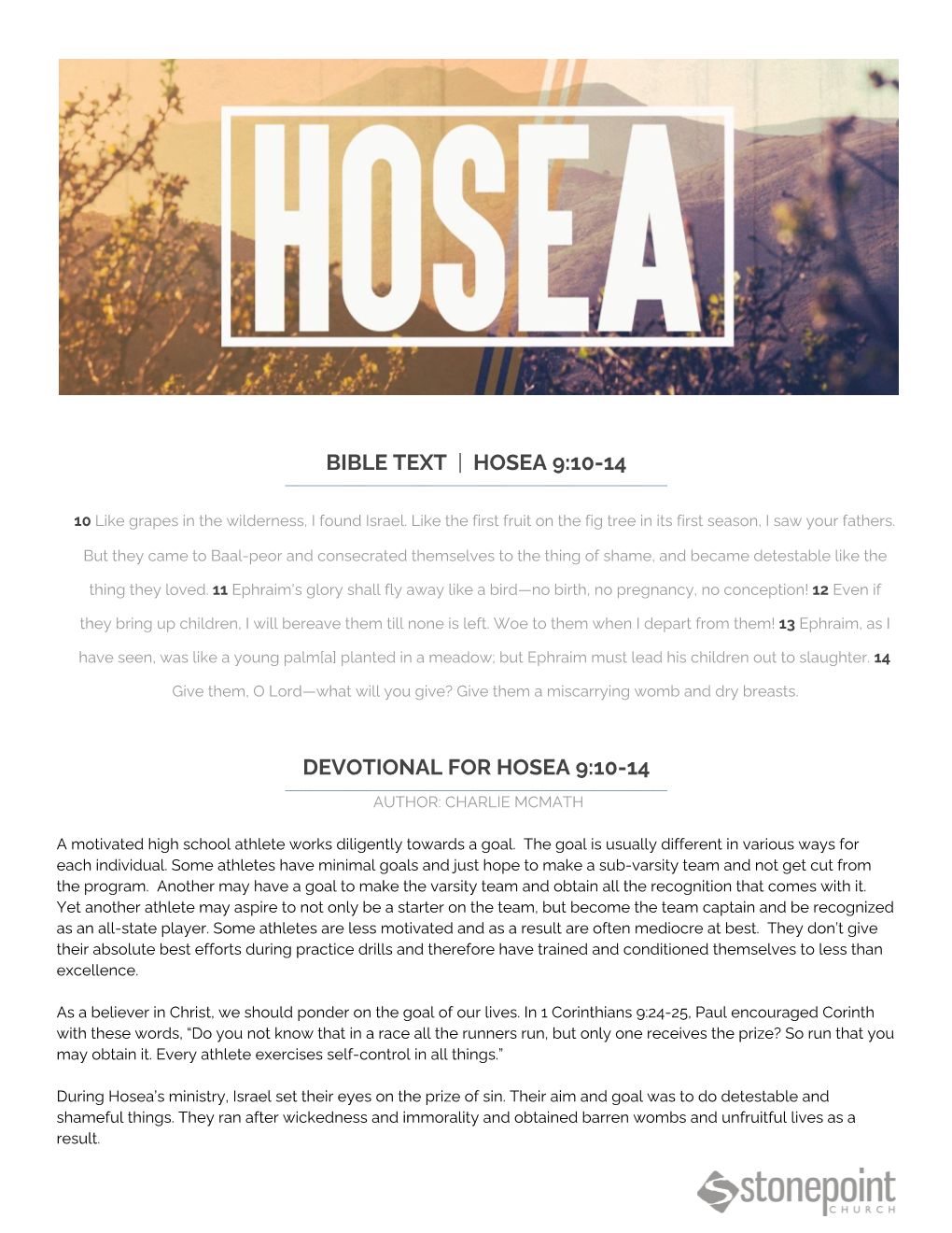 Bible Text ​ |​ Hosea 9:10-14 Devotional for Hosea 9:10-14