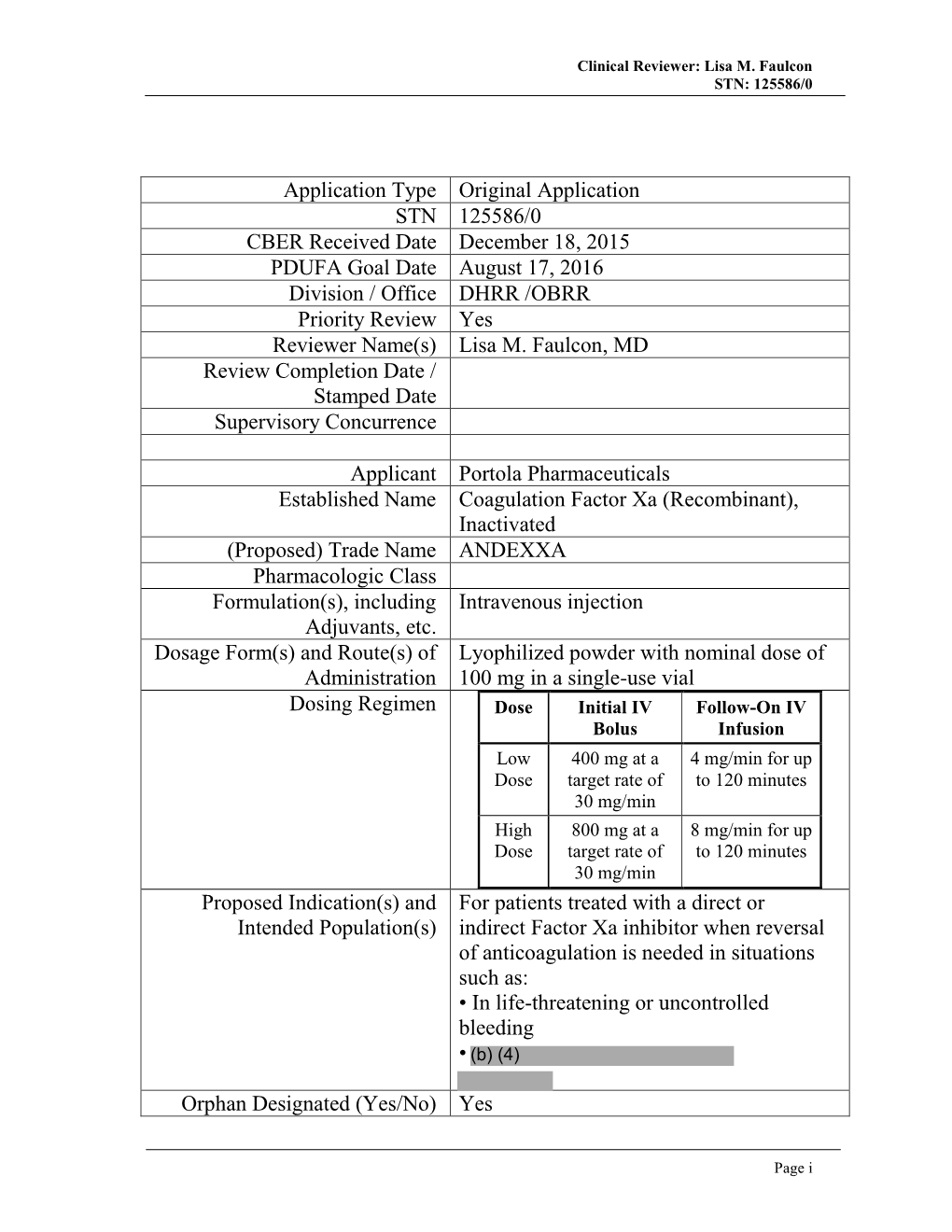 ANDEXXA Pharmacologic Class Formulation(S), Including Intravenous Injection Adjuvants, Etc