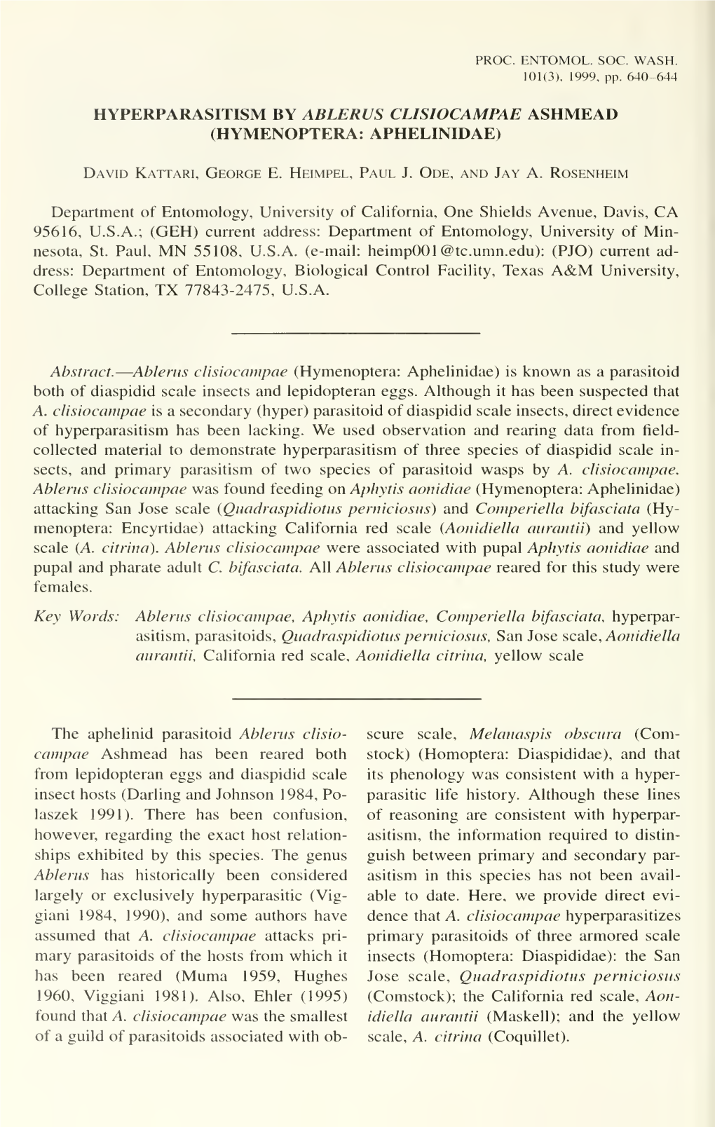 Proceedings of the Entomological Society of Washington