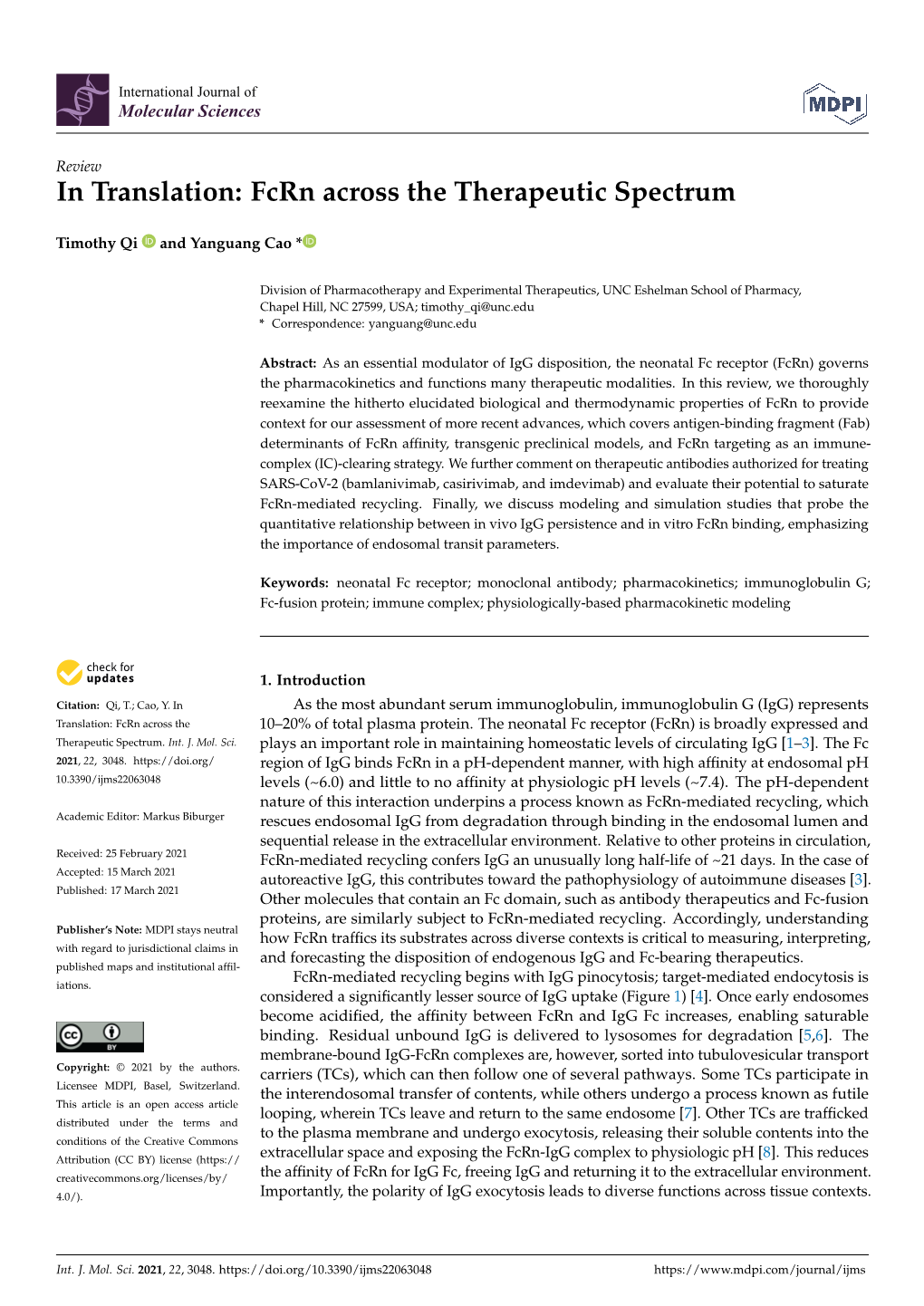 Fcrn Across the Therapeutic Spectrum