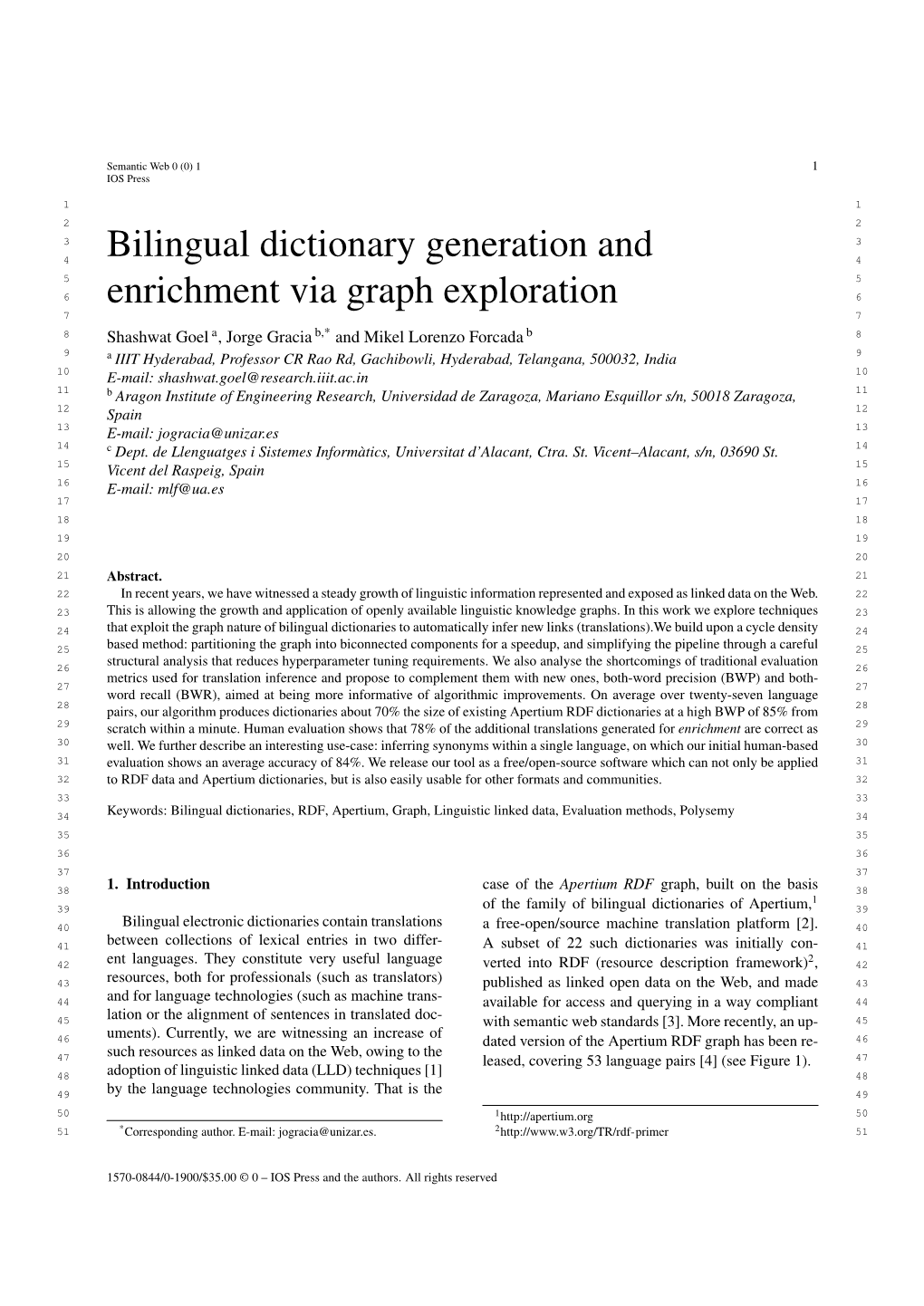 Bilingual Dictionary Generation and Enrichment Via Graph Exploration