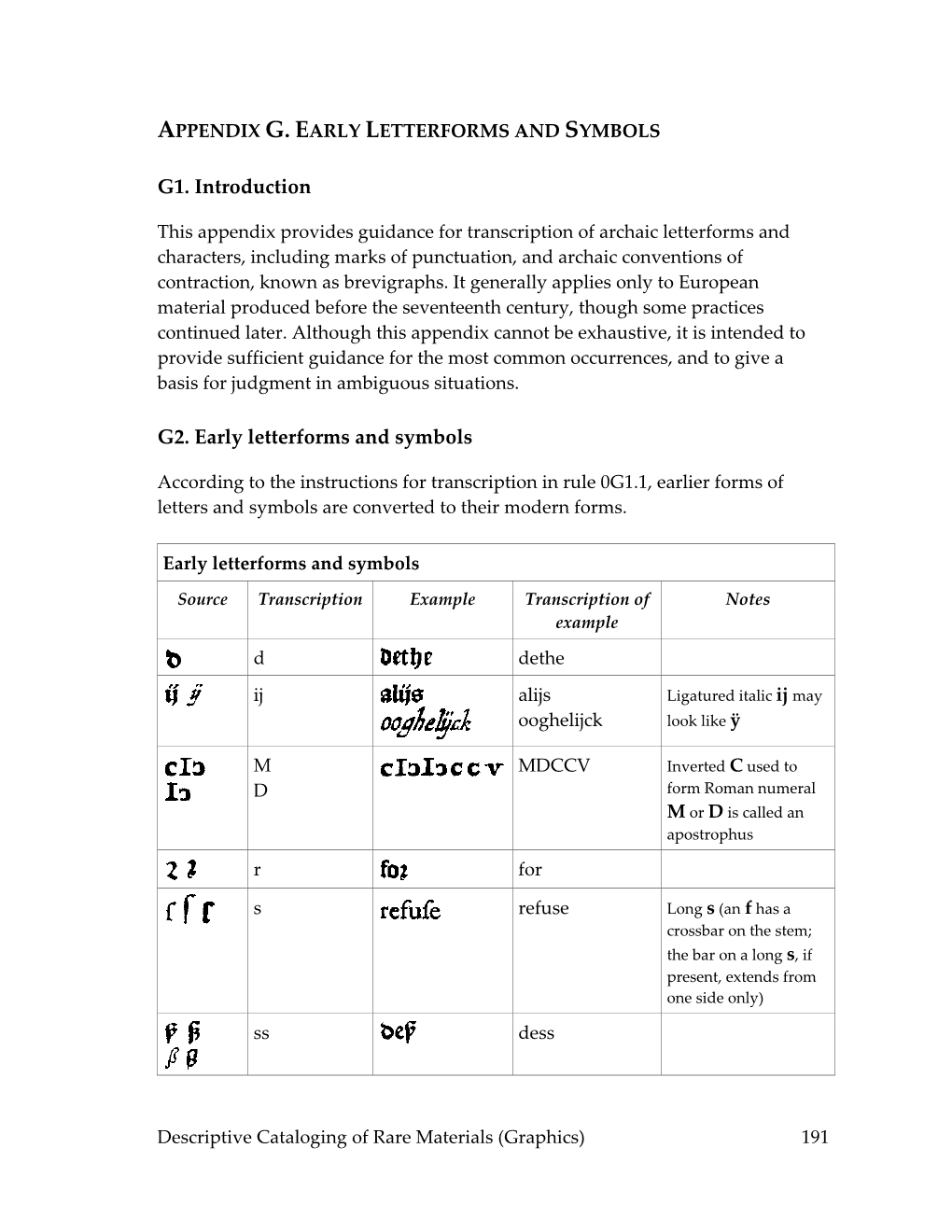 DCRM Appendix on Transcription Rules for Early Letterforms and Symbols