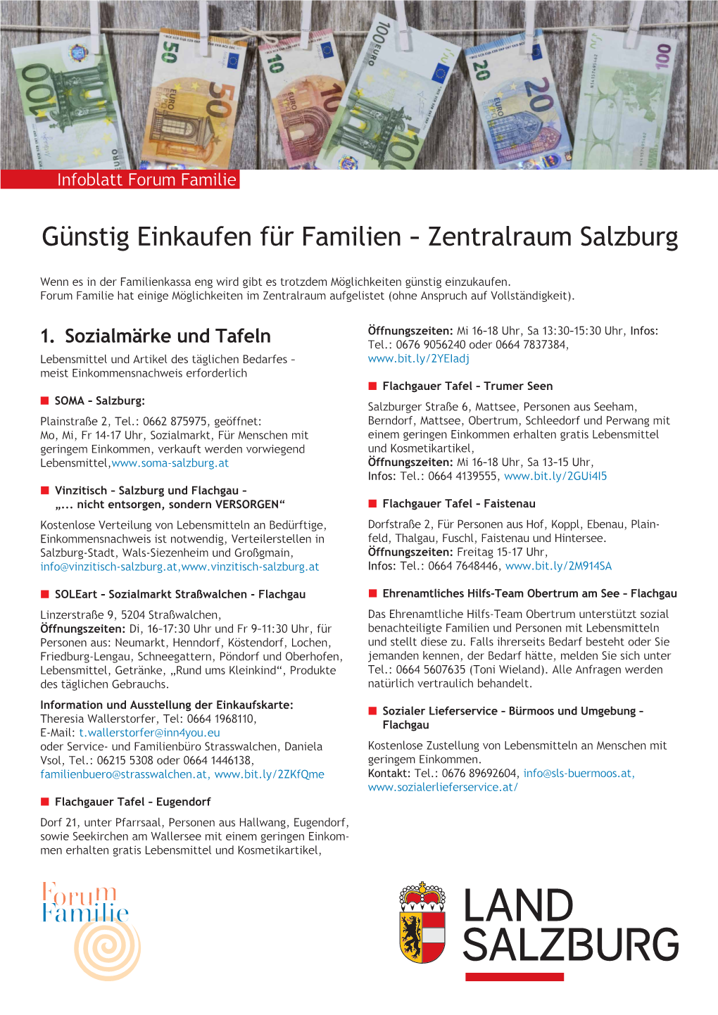 Günstig Einkaufen Für Familien – Zentralraum Salzburg