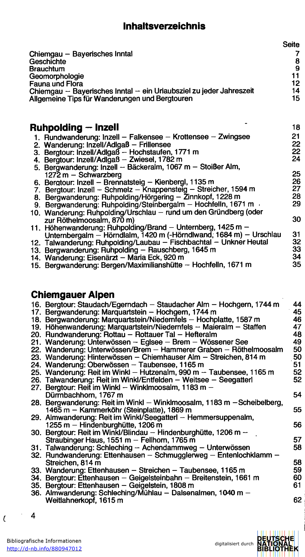 Inhaltsverzeichnis Ruhpolding — Inzell 18 Chiemgauer Alpen &lt;