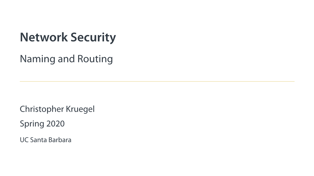 Network Security Naming and Routing