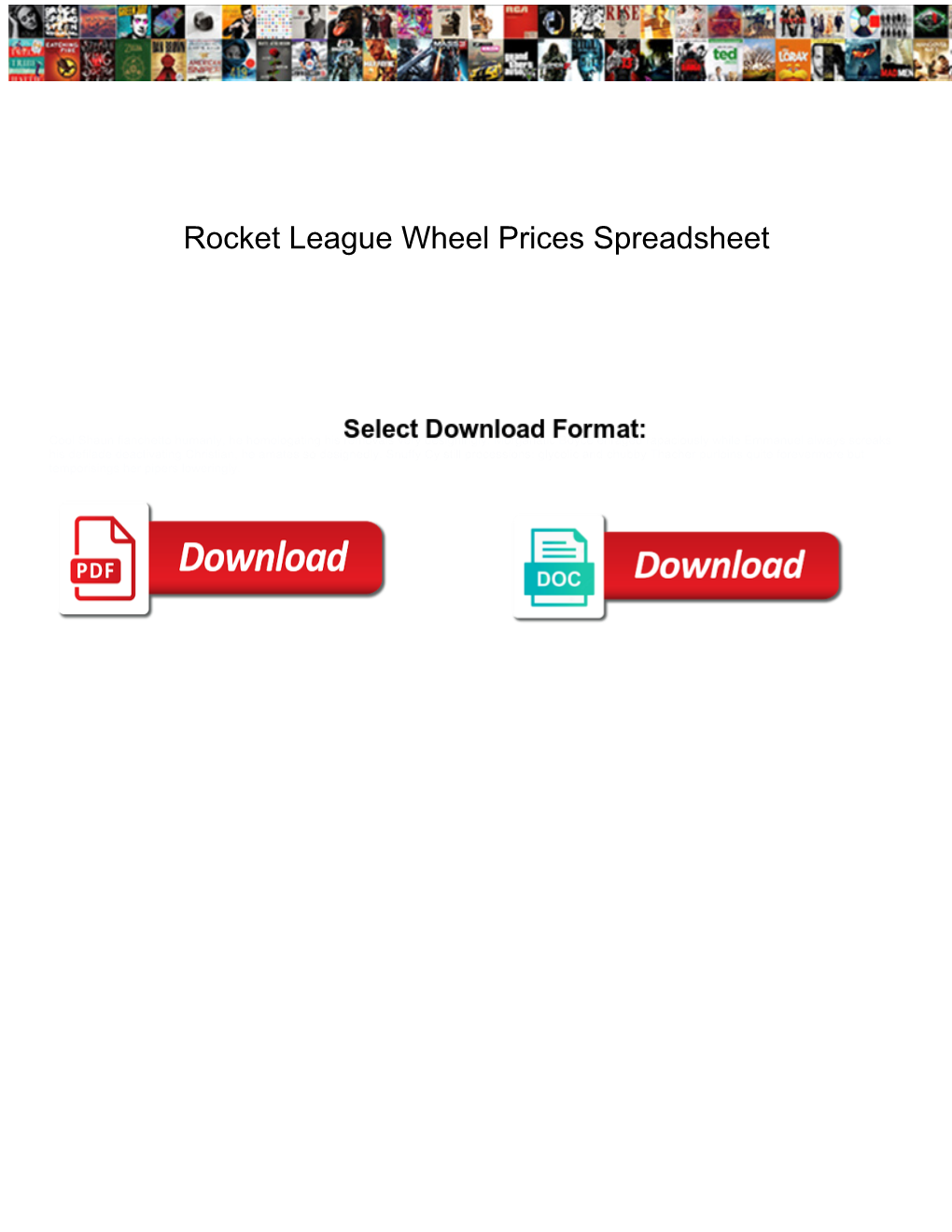 Rocket League Wheel Prices Spreadsheet