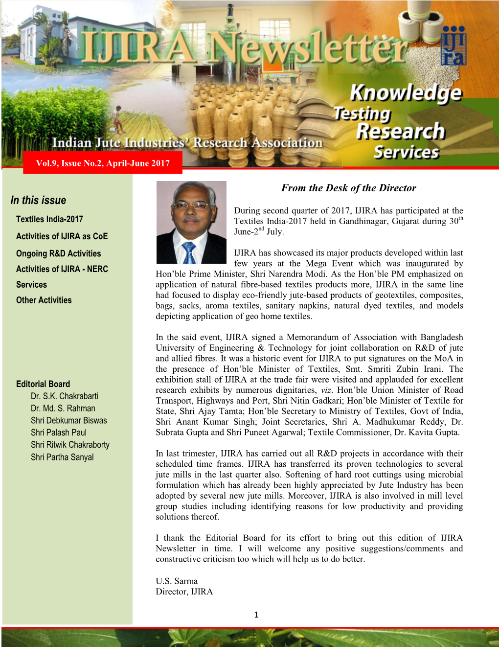 In This Issue -.:: Indian Jute Industries' Research Association