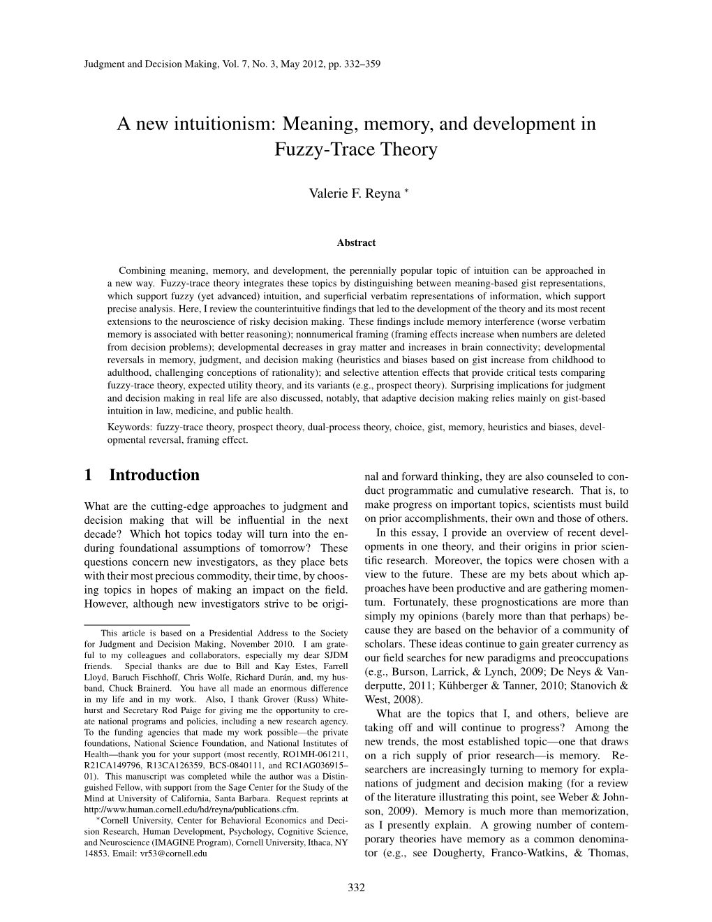 Meaning, Memory, and Development in Fuzzy-Trace Theory