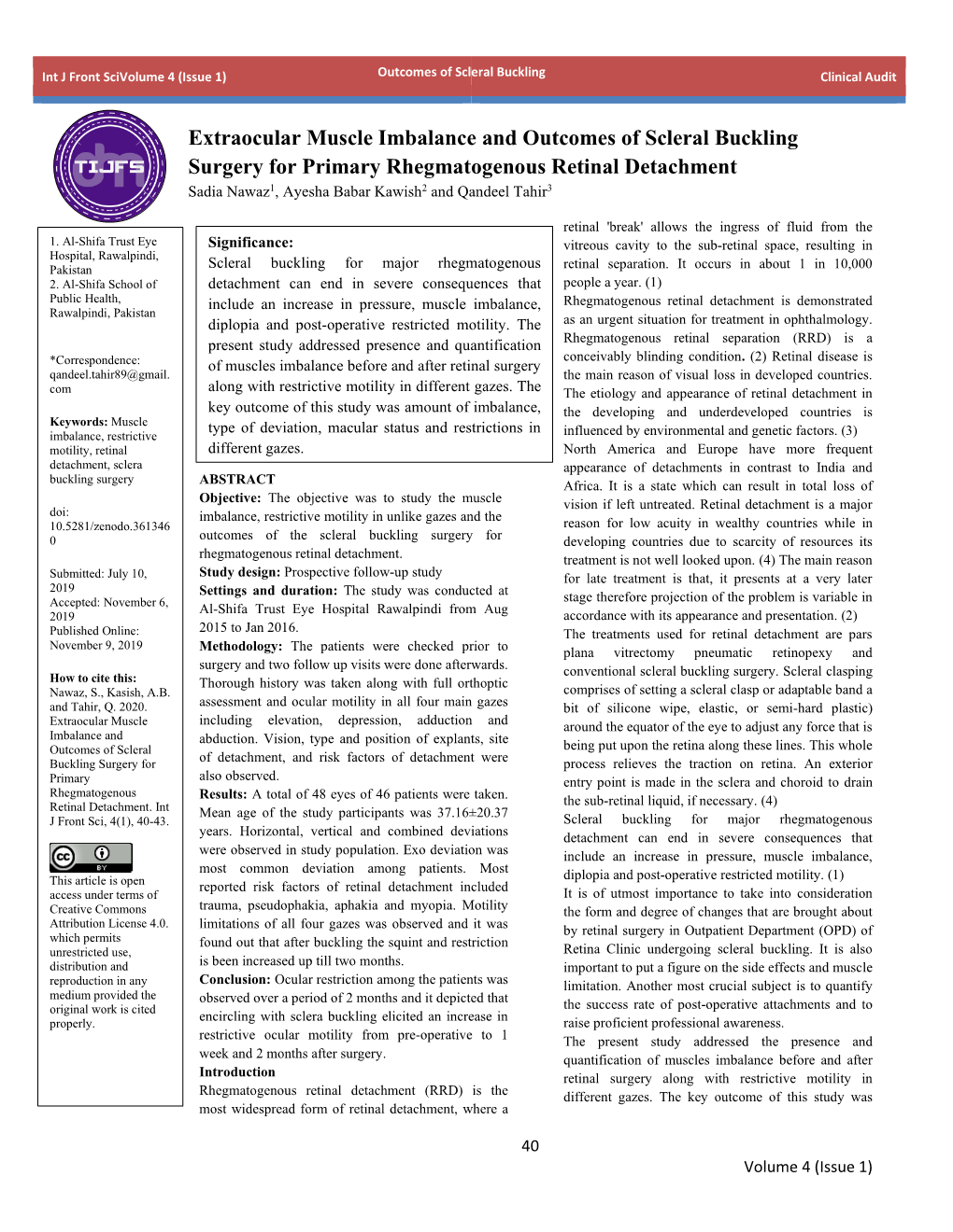 Extraocular Muscle Imbalance and Outcomes of Scleral Buckling