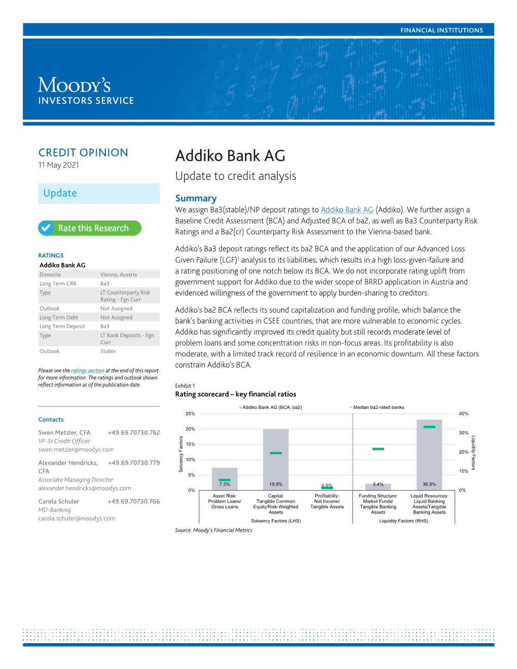 Addiko Bank AG 11 May 2021 Update to Credit Analysis