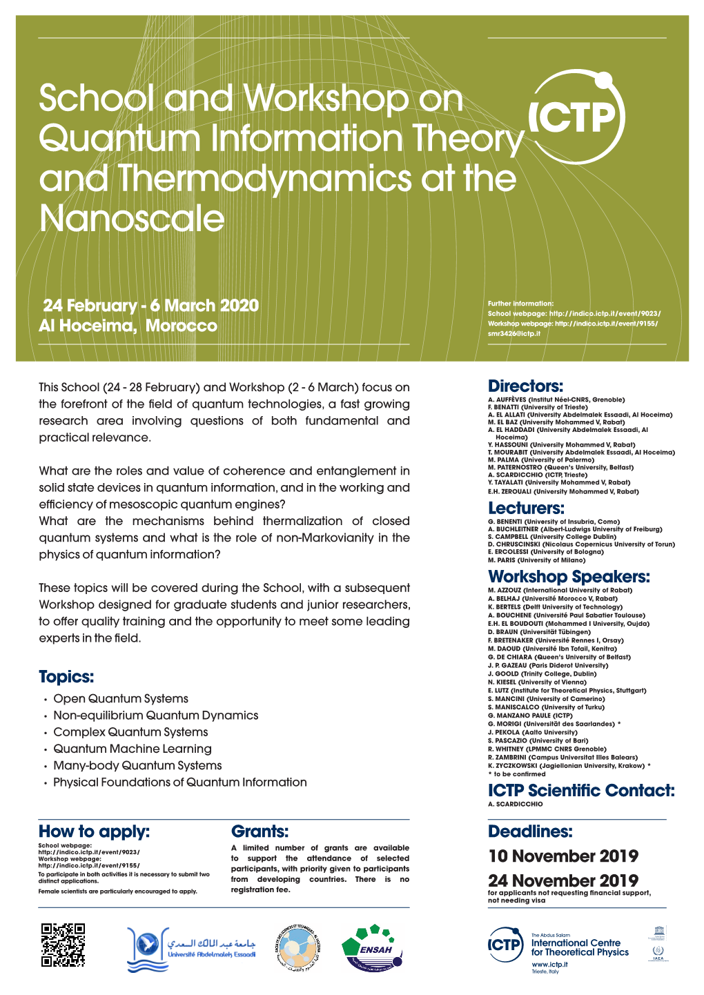 School and Workshop on Quantum Information Theory and Thermodynamics at the Nanoscale