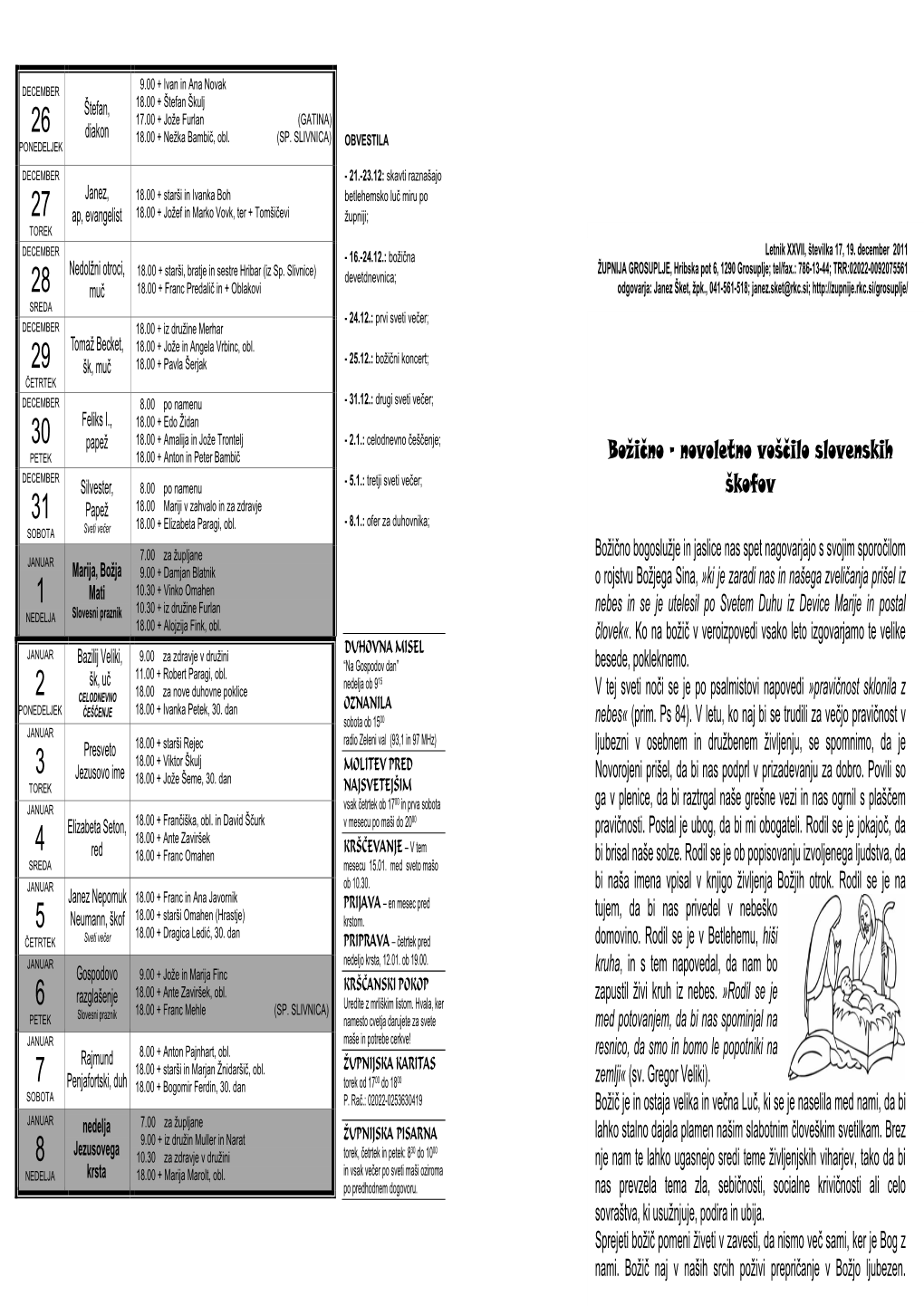 Božično – Novoletno Voščilo Slovenskih Škofov