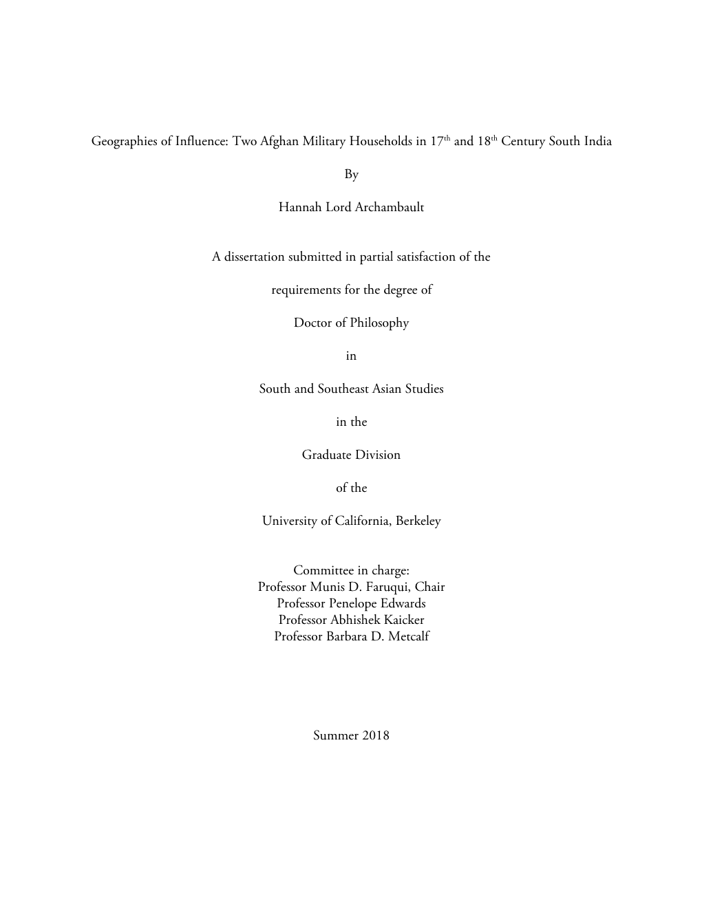 Two Afghan Military Households in 17Th and 18Th Century South India