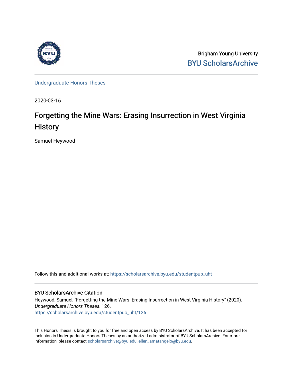 Forgetting the Mine Wars: Erasing Insurrection in West Virginia History