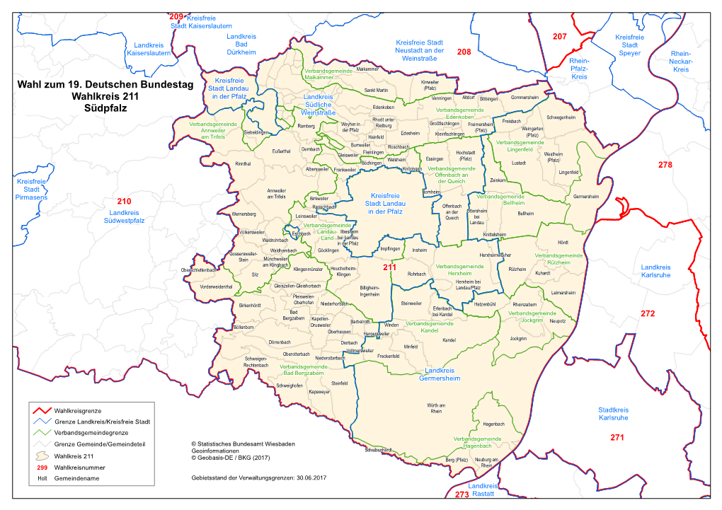 Wahl Zum 19. Deutschen Bundestag Wahlkreis 211 Südpfalz