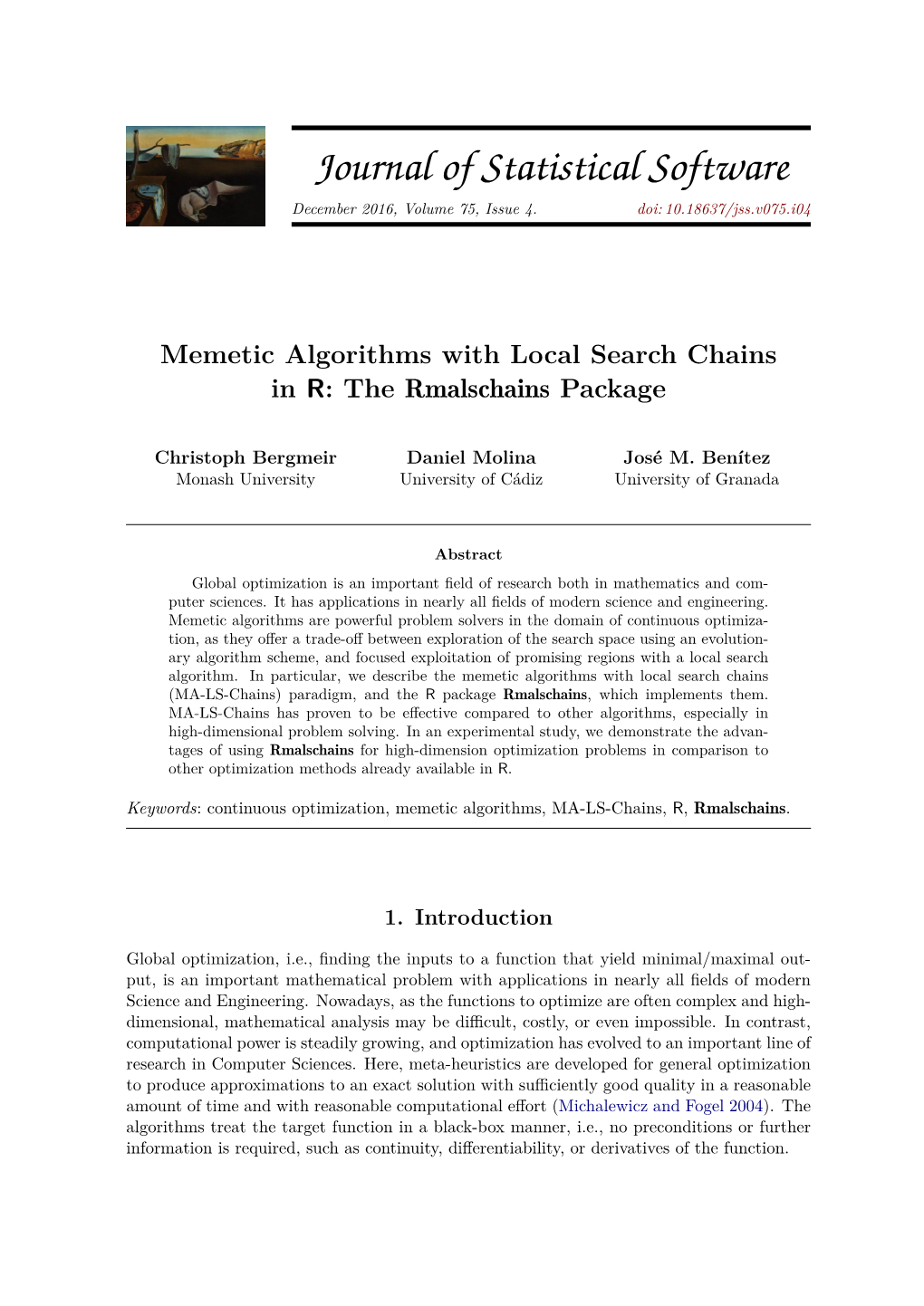 Memetic Algorithms with Local Search Chains in R: the Rmalschains Package