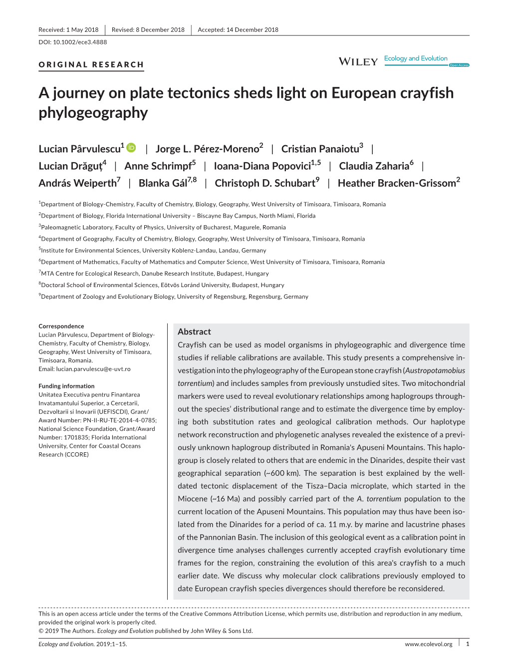A Journey on Plate Tectonics Sheds Light on European Crayfish Phylogeography