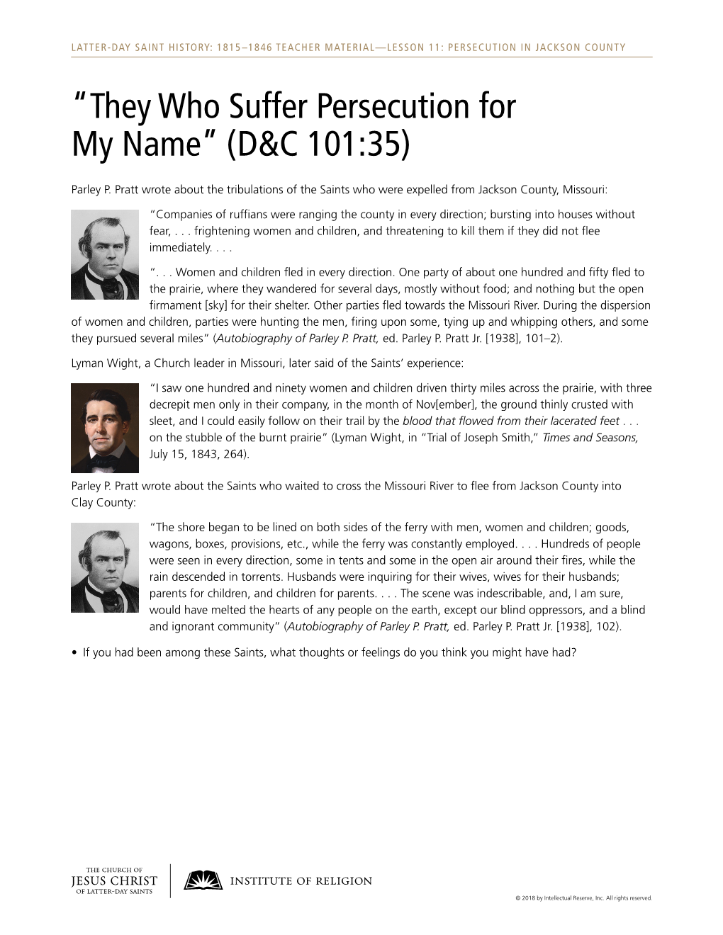 “They Who Suffer Persecution for My Name” (D&C 101:35)