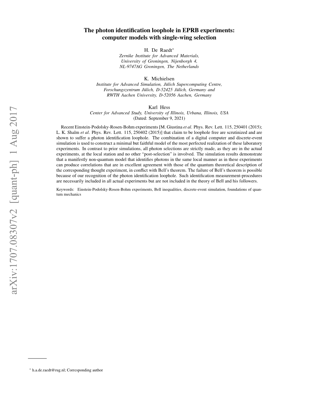 Arxiv:1707.08307V2 [Quant-Ph] 1 Aug 2017