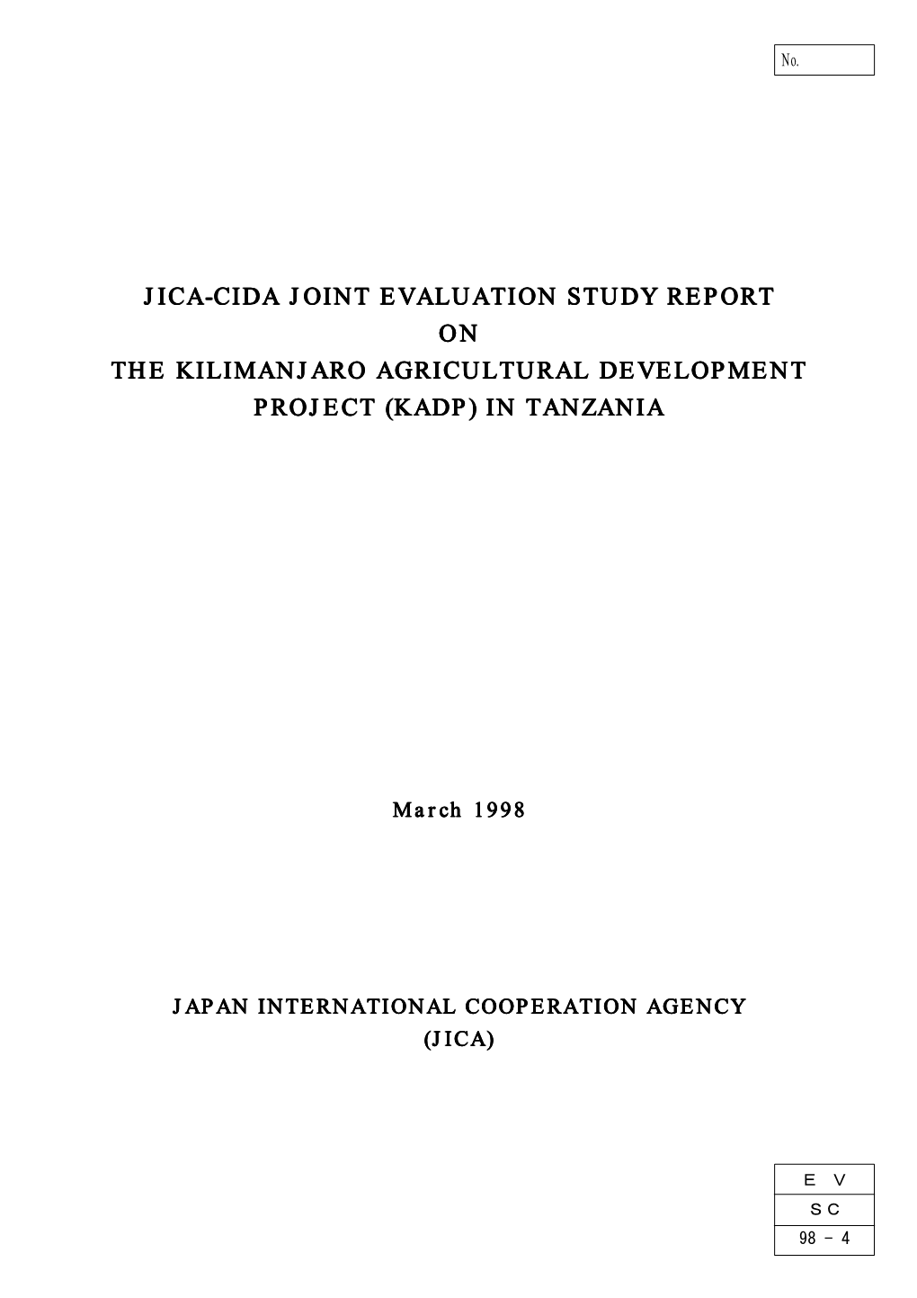 Jica－Cida Joint Evaluation Study