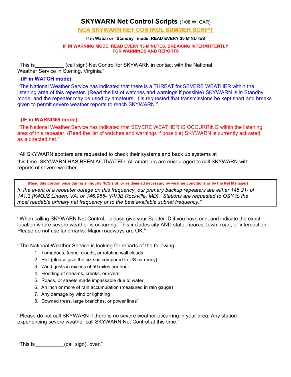 SKYWARN Net Control Scripts