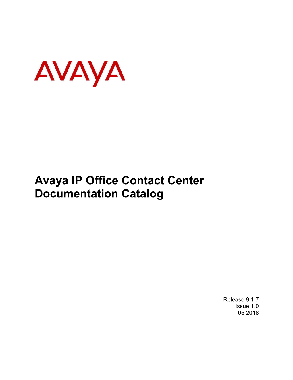 Avaya IP Office Contact Center Documentation Catalog