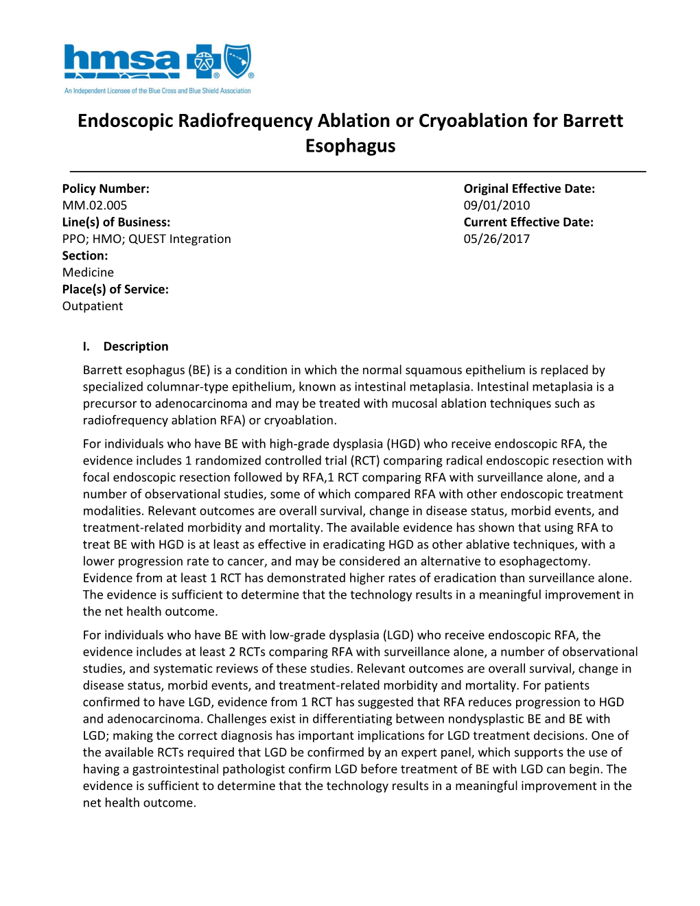 Endoscopic Radiofrequency Ablation Or Cryoablation for Barrett Esophagus