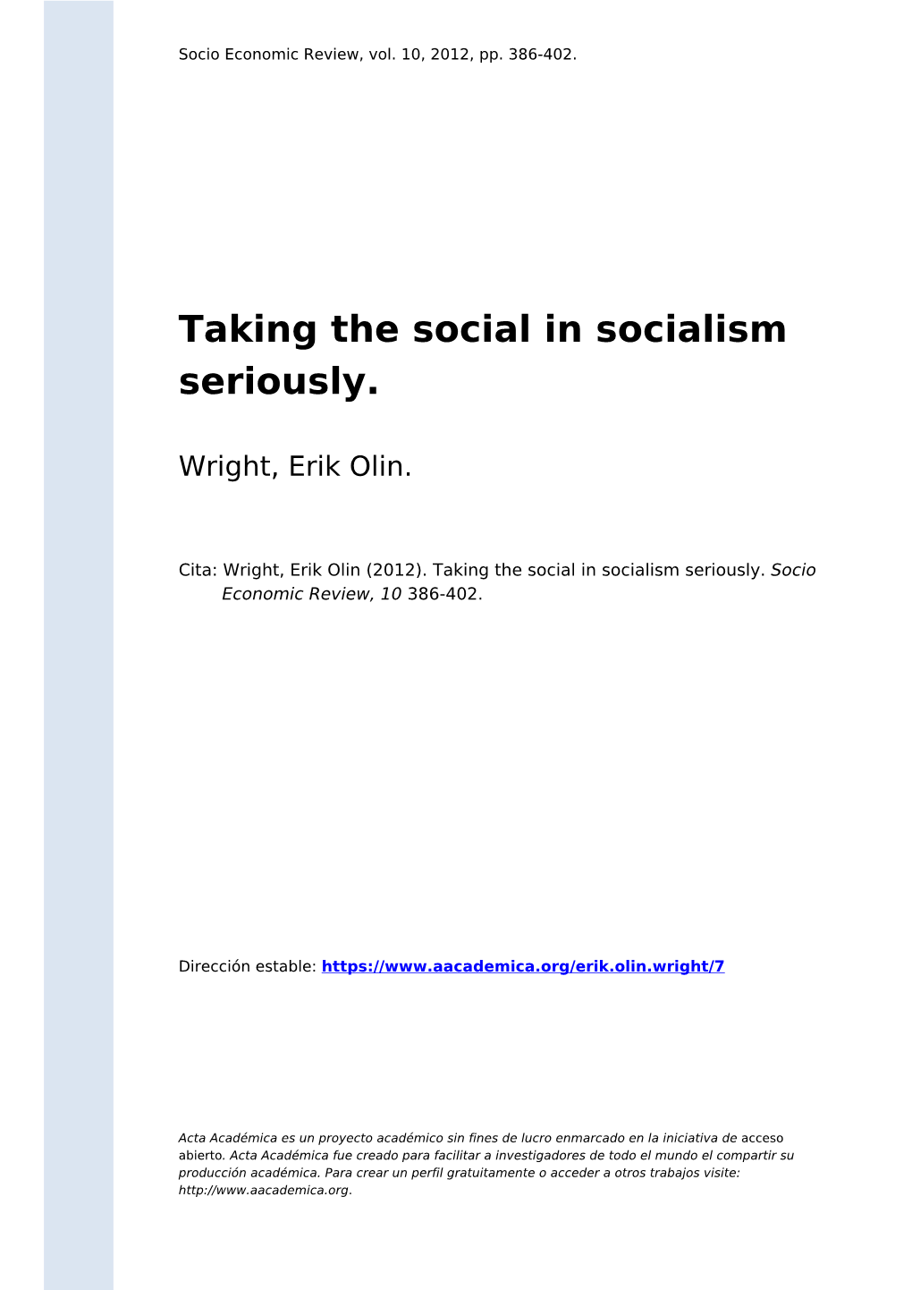 Taking the Social in Socialism Seriously