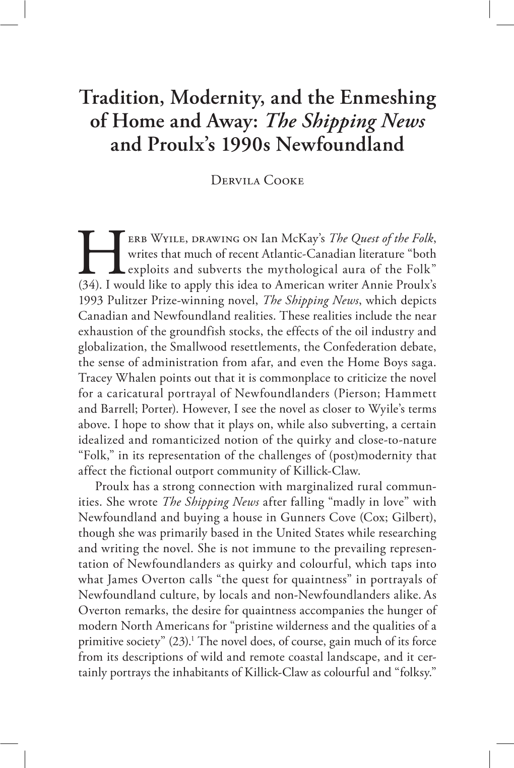 The Shipping News and Proulx's 1990S Newfoundland