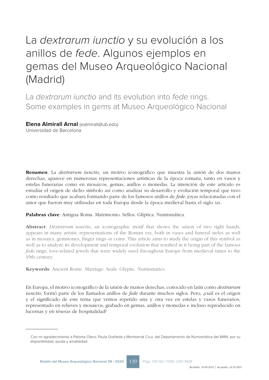 La Dextrarum Iunctio Y Su Evolución a Los Anillos De Fede