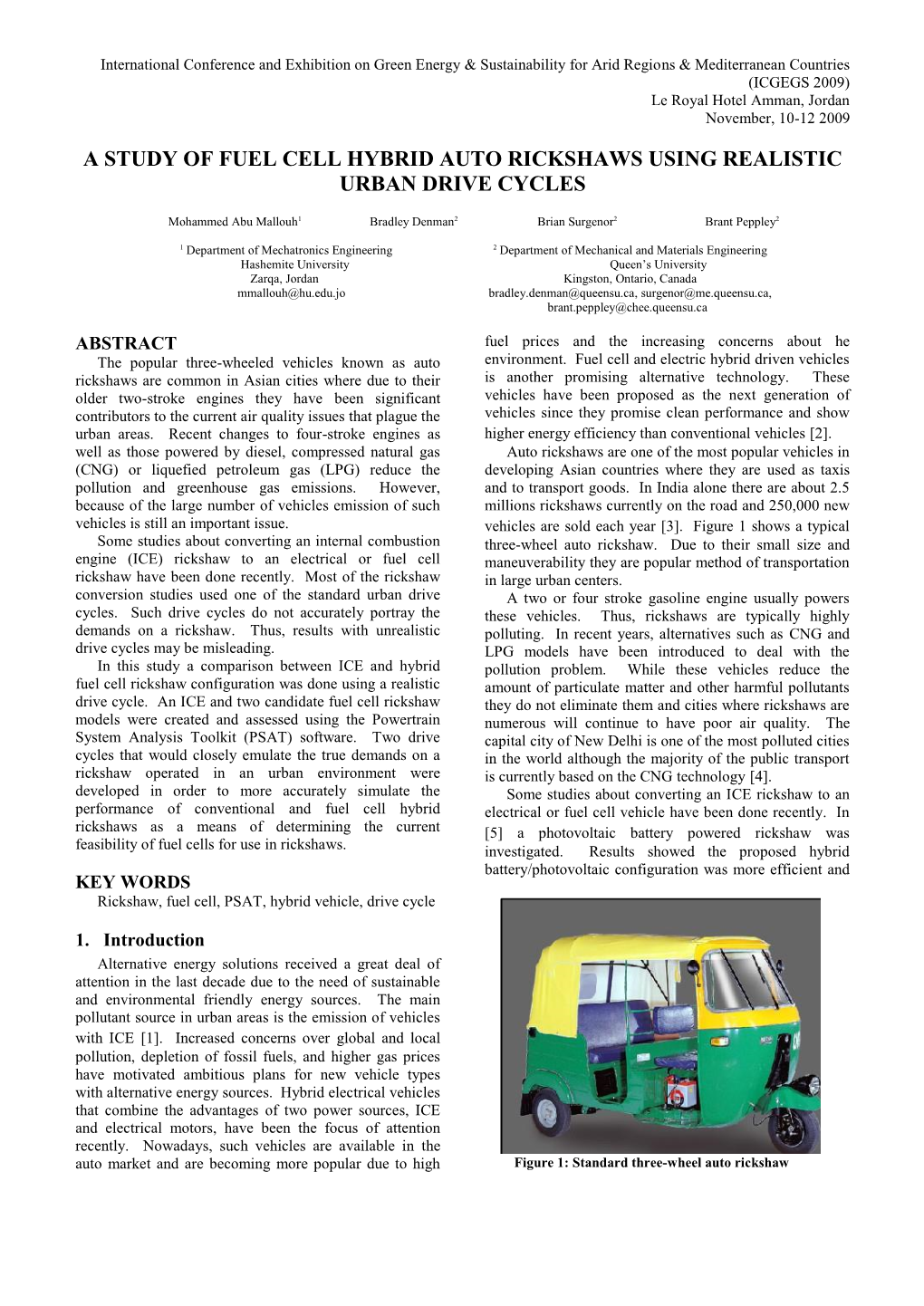 Simulating Fuel Cell-Electric Hybrid Auto Rickshaws in Realistic Urban