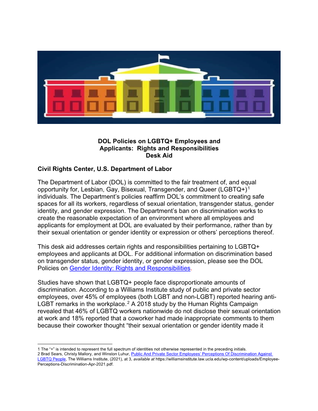 DOL Policies on Gender Identity: Rights and Responsibilities