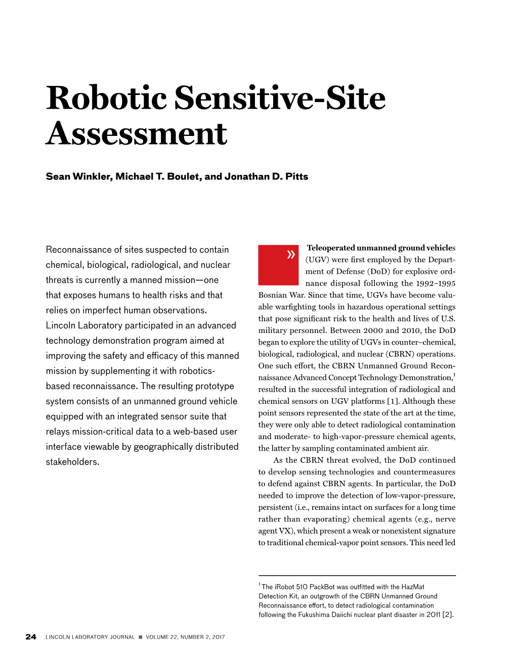 Robotic Sensitive-Site Assessment