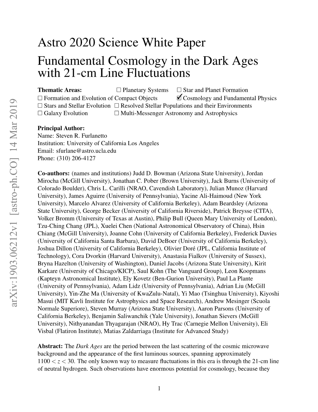 Astro 2020 Science White Paper Fundamental Cosmology in the Dark Ages with 21-Cm Line Fluctuations