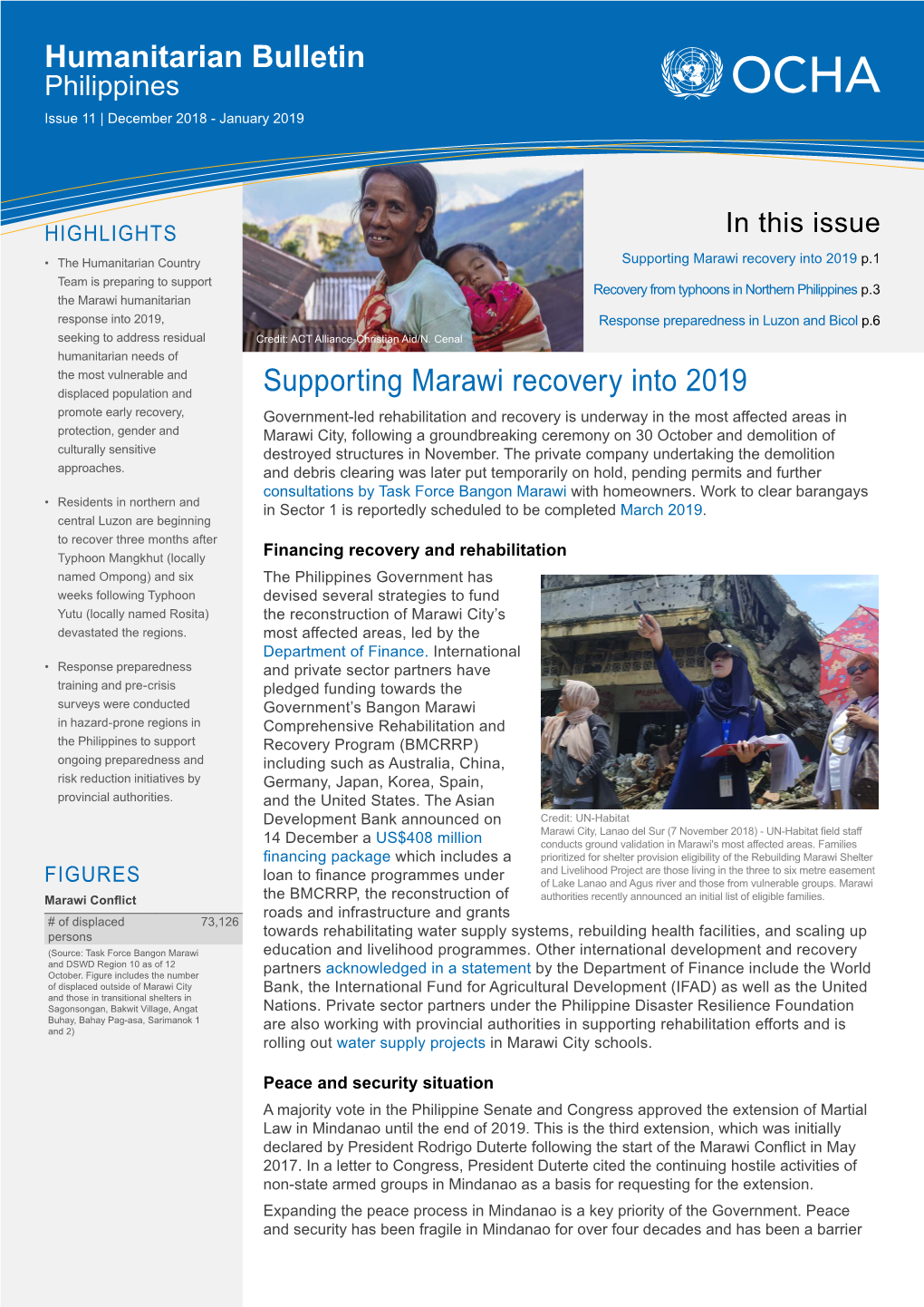 Humanitarian Bulletin Supporting Marawi Recovery Into 2019