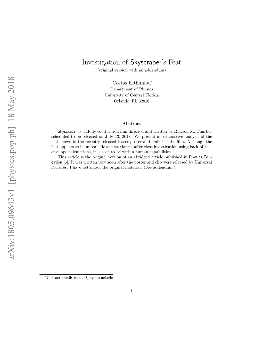 Arxiv:1805.09643V1 [Physics.Pop-Ph] 18 May 2018