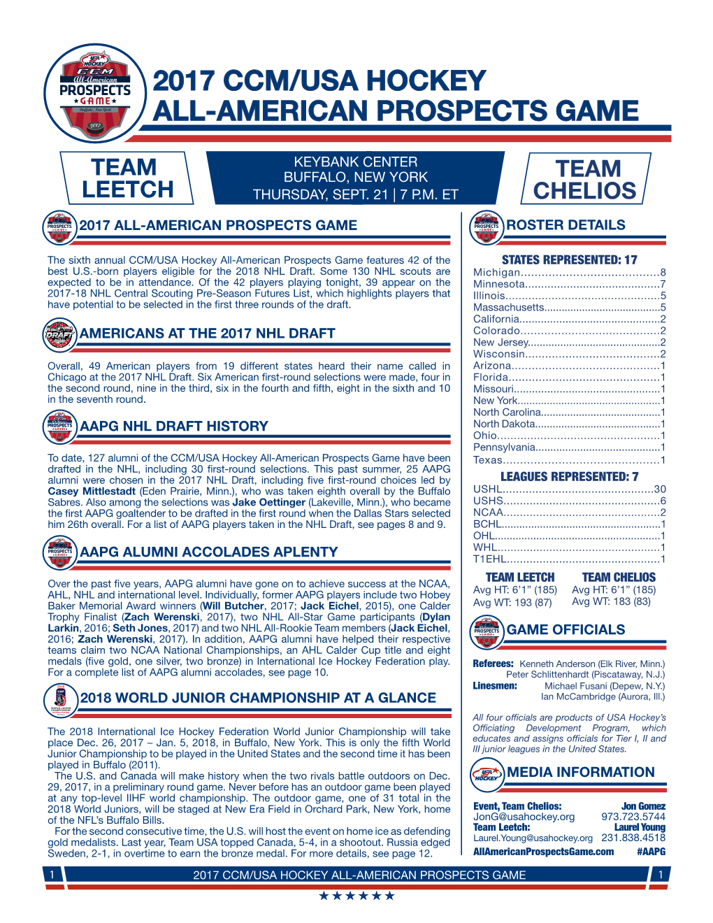 2017 Ccm/Usa Hockey All-American Prospects Game