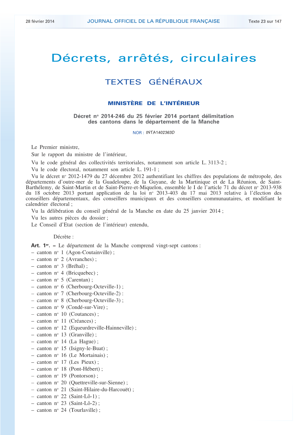 JOURNAL OFFICIEL DE LA RÉPUBLIQUE FRANÇAISE Texte 23 Sur 147