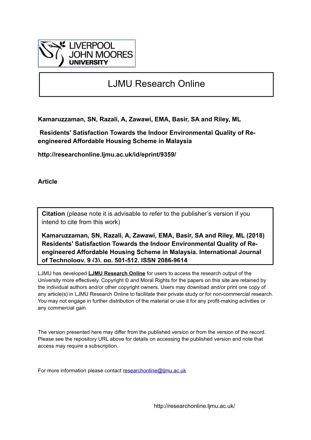 Template for a Publication in the “International Journal