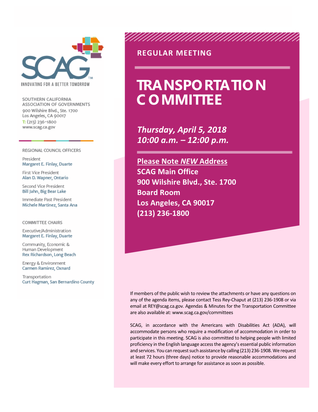 Transportation Committee April 5, 2018 Full Agenda Packet