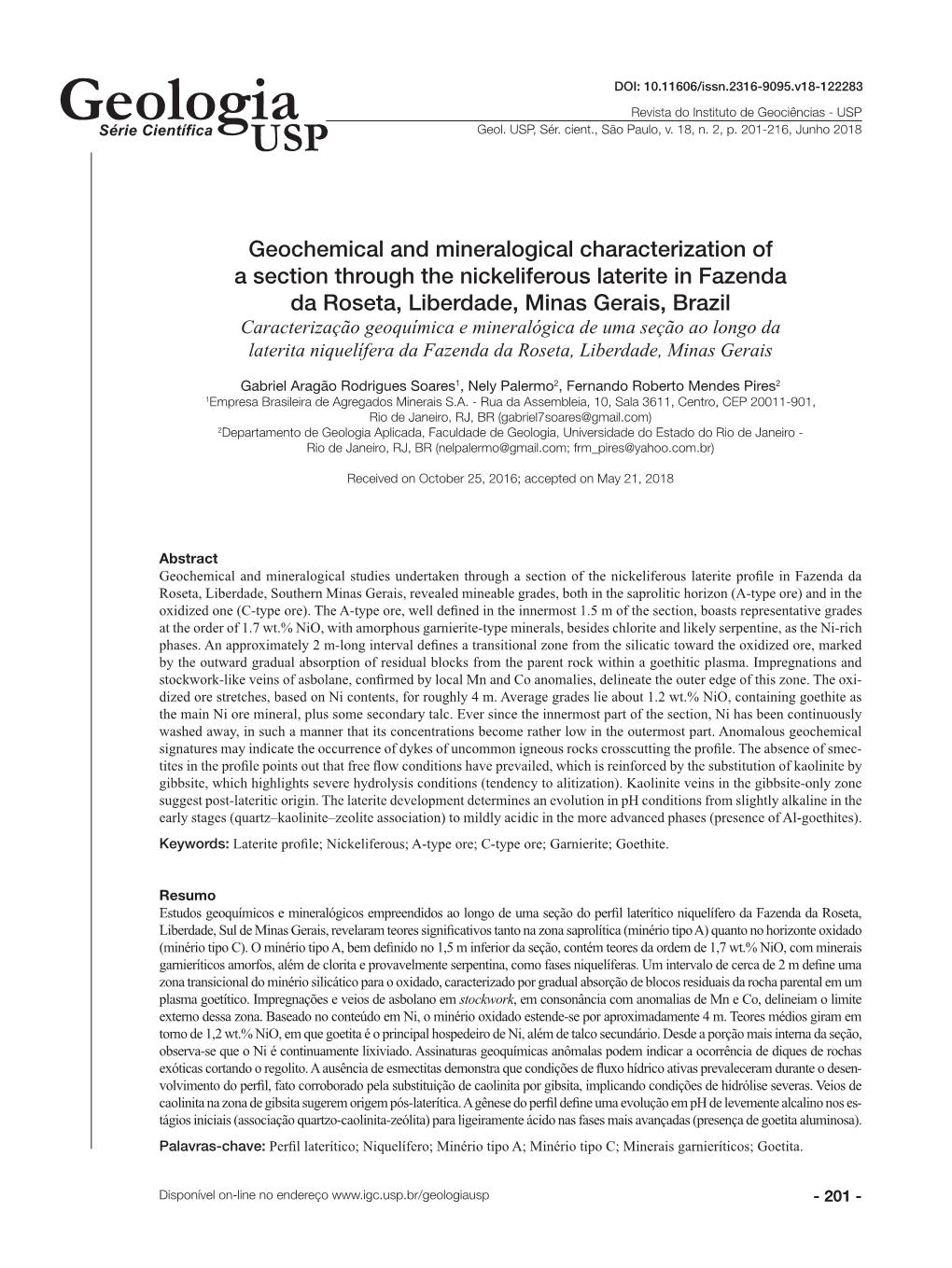 Geochemical and Mineralogical Characterization